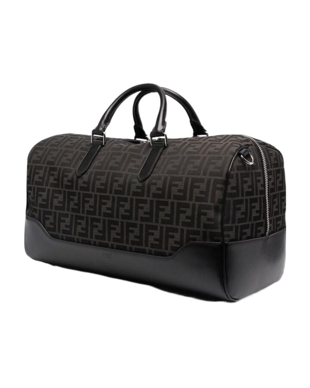 Fendi Black Ff Jacquard Medium Duffle Bag for men