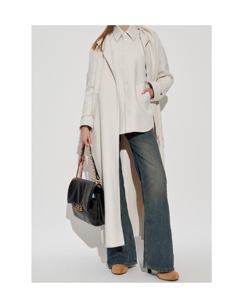 Balenciaga White Long-Sleeved Knit Shirt