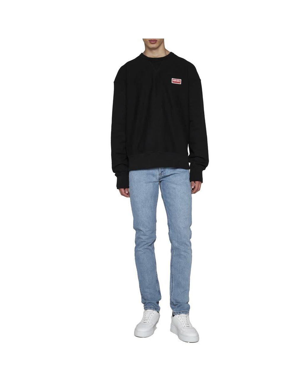 KENZO Black Logo-Patch Crewneck Sweatshirt for men