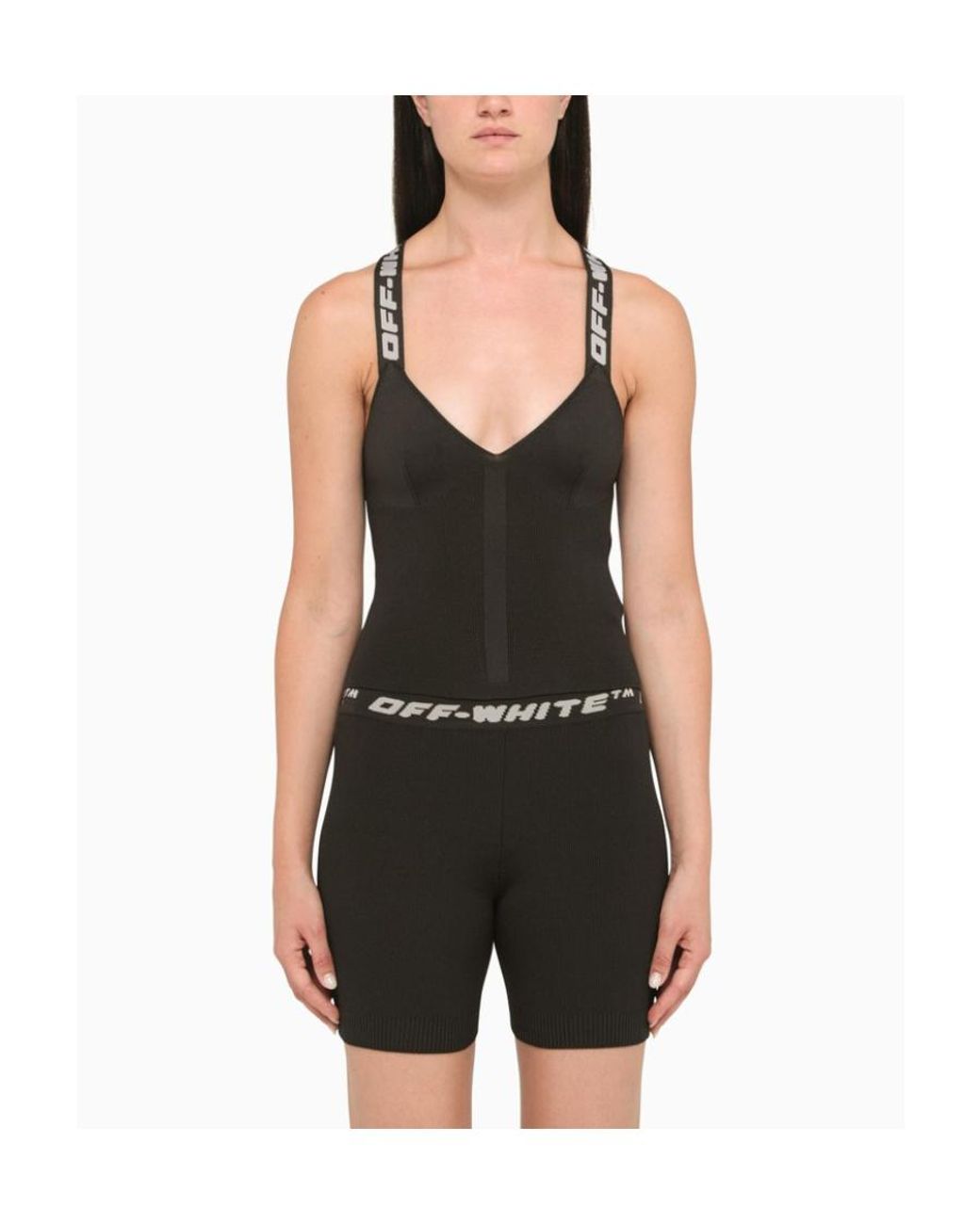 Off-White c/o Virgil Abloh Black Logo-Tape Knitted Top