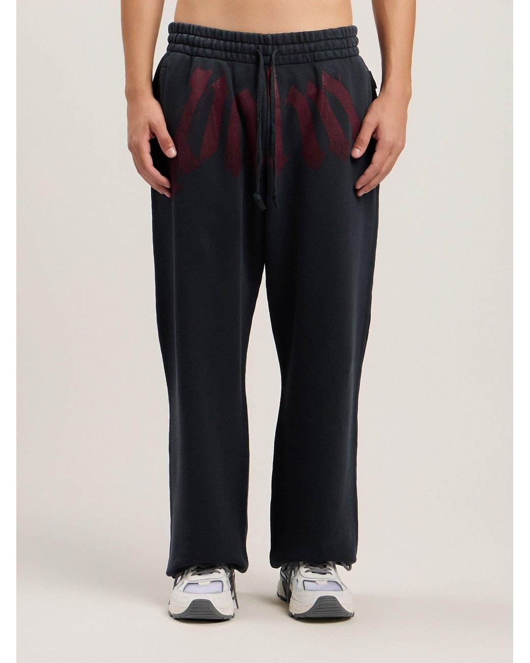 Palm Angels Blue Logo-Print Track Pants for men