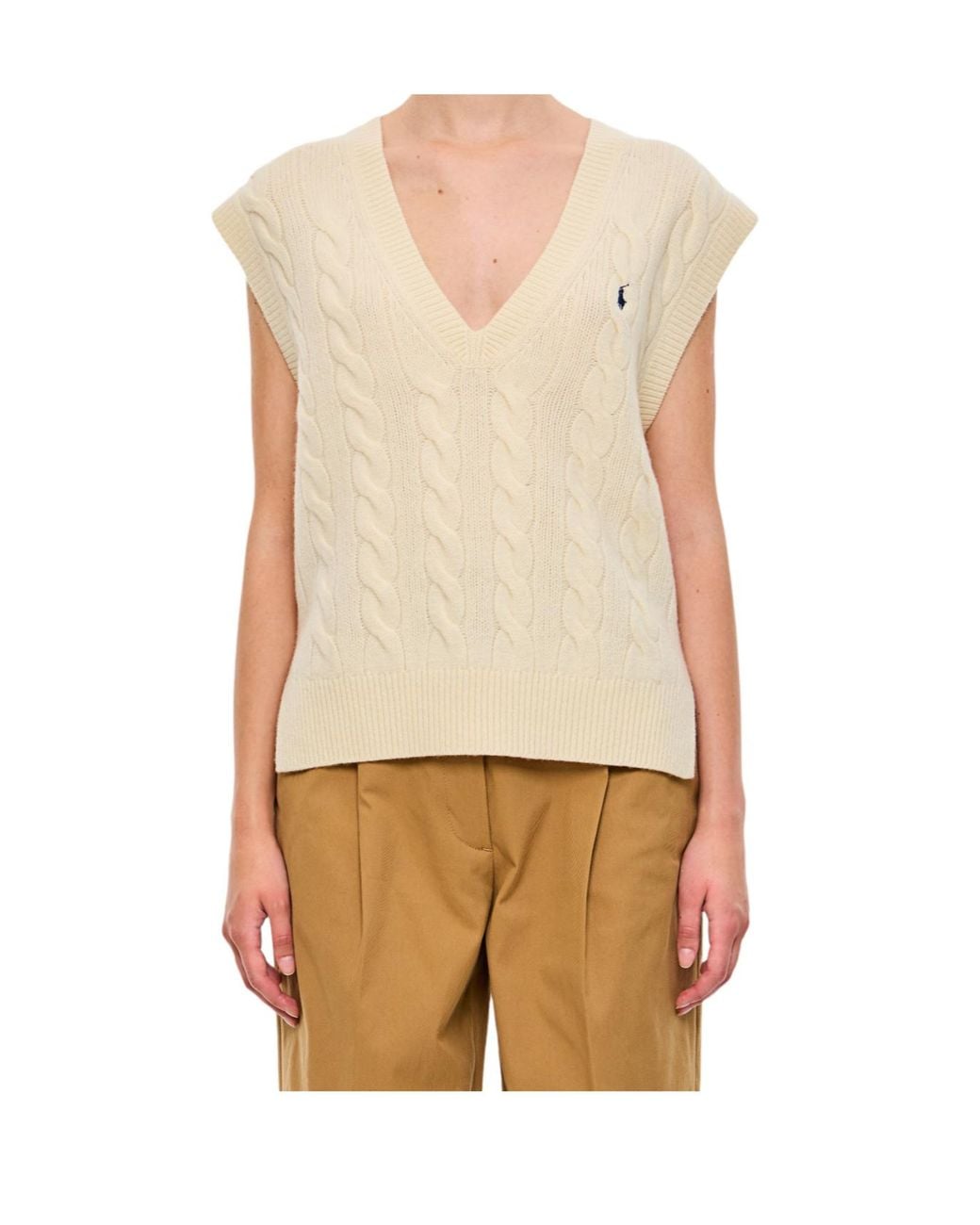 Polo Ralph Lauren Natural Sleeveless Knitted Sweater