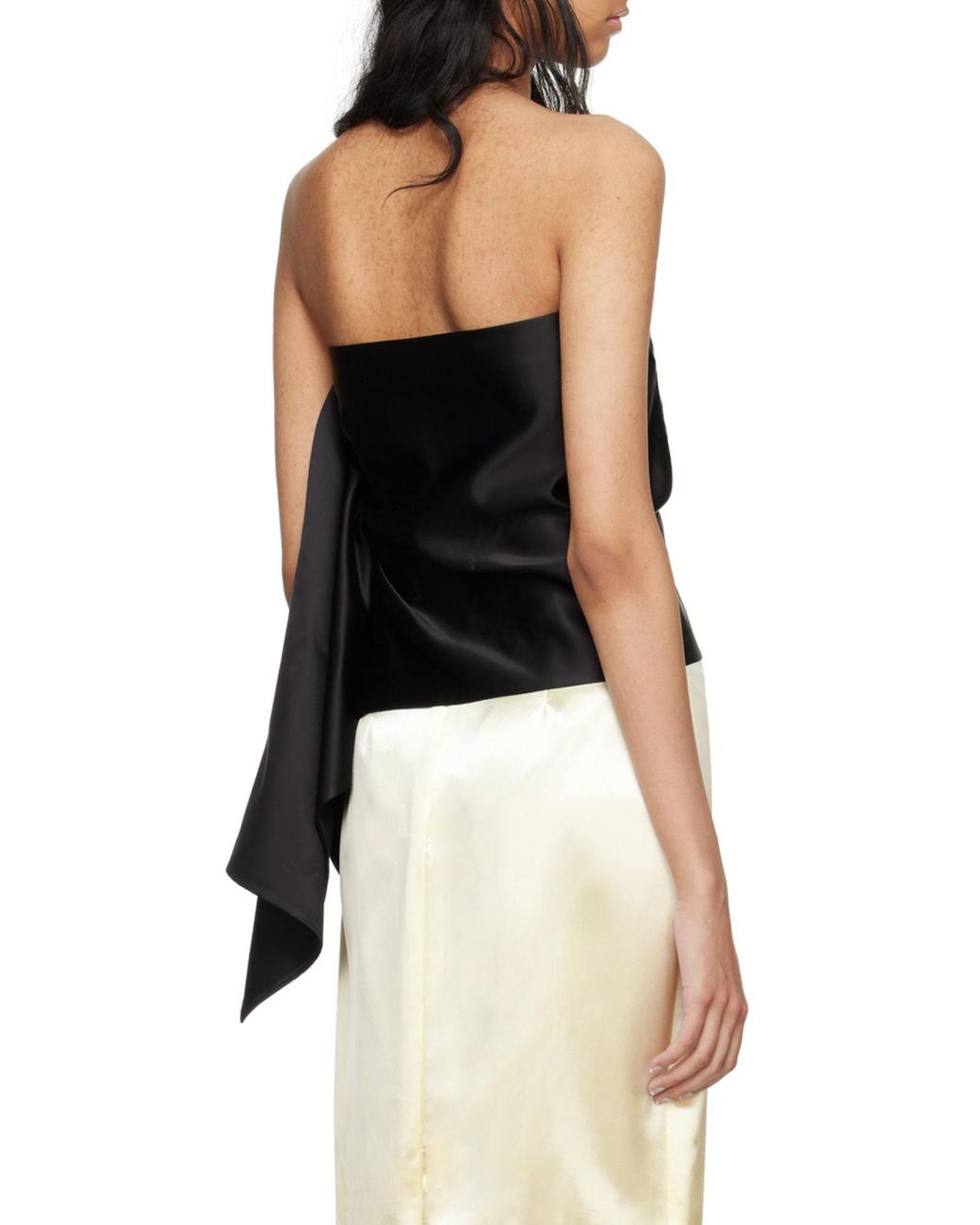 The Row Black Draped Asymmetrical Top