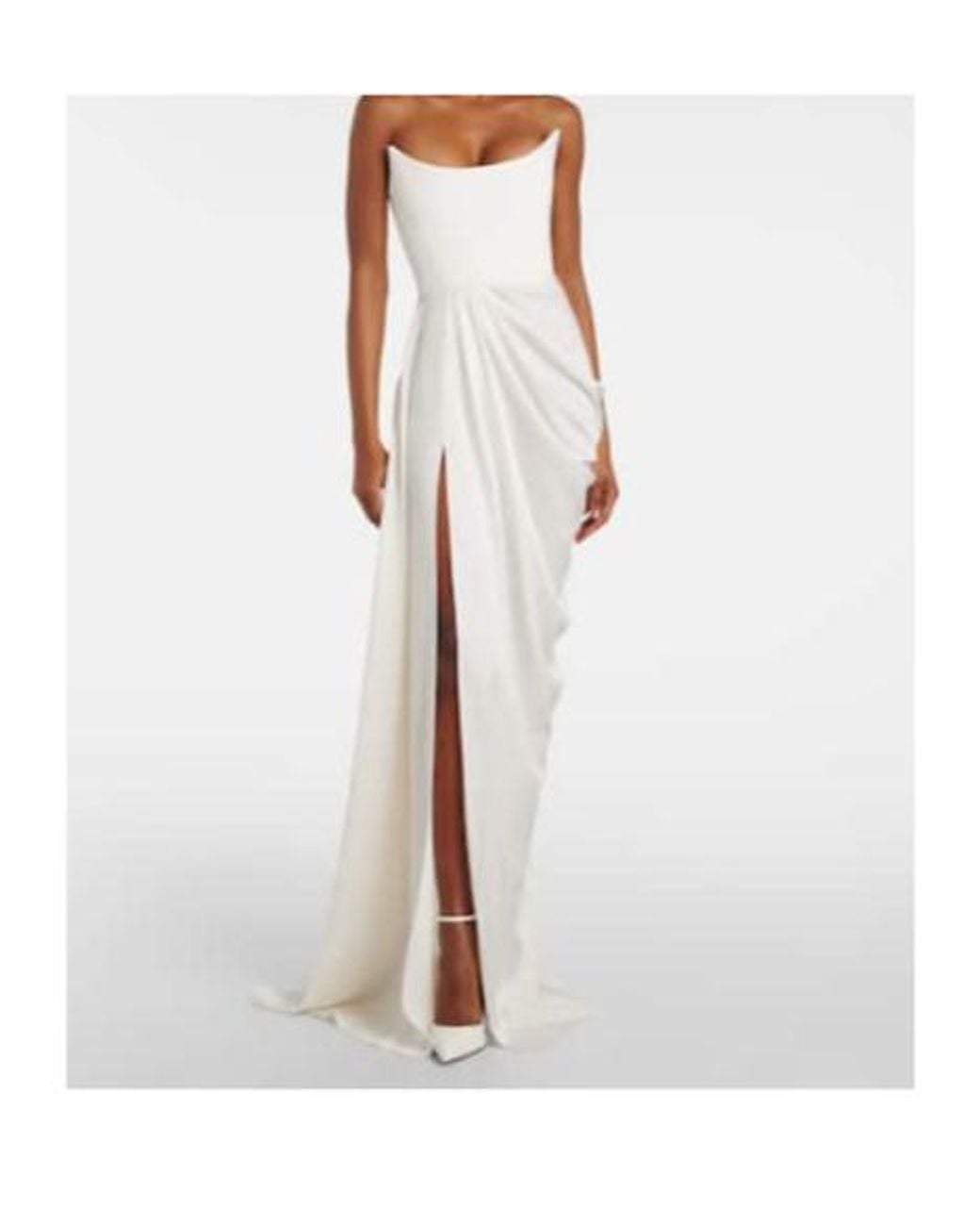 Alex Perry White Draped Crepe Corset-Style Long Dress