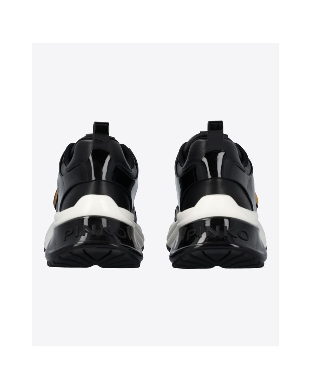 Pinko Black Logo Plaque Round Toe Sneakers