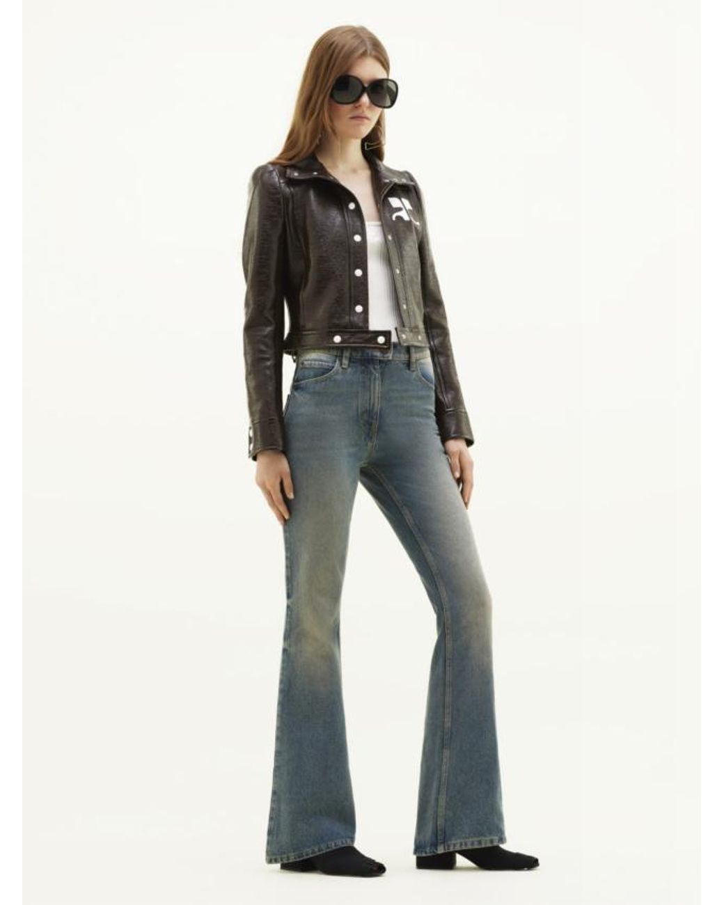 Courreges Black Courrèges Vinyl Straight Hem Cropped Jacket