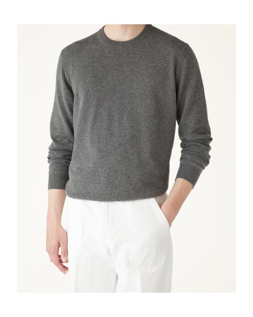 Loro Piana Gray Classic Crewneck Jumper for men