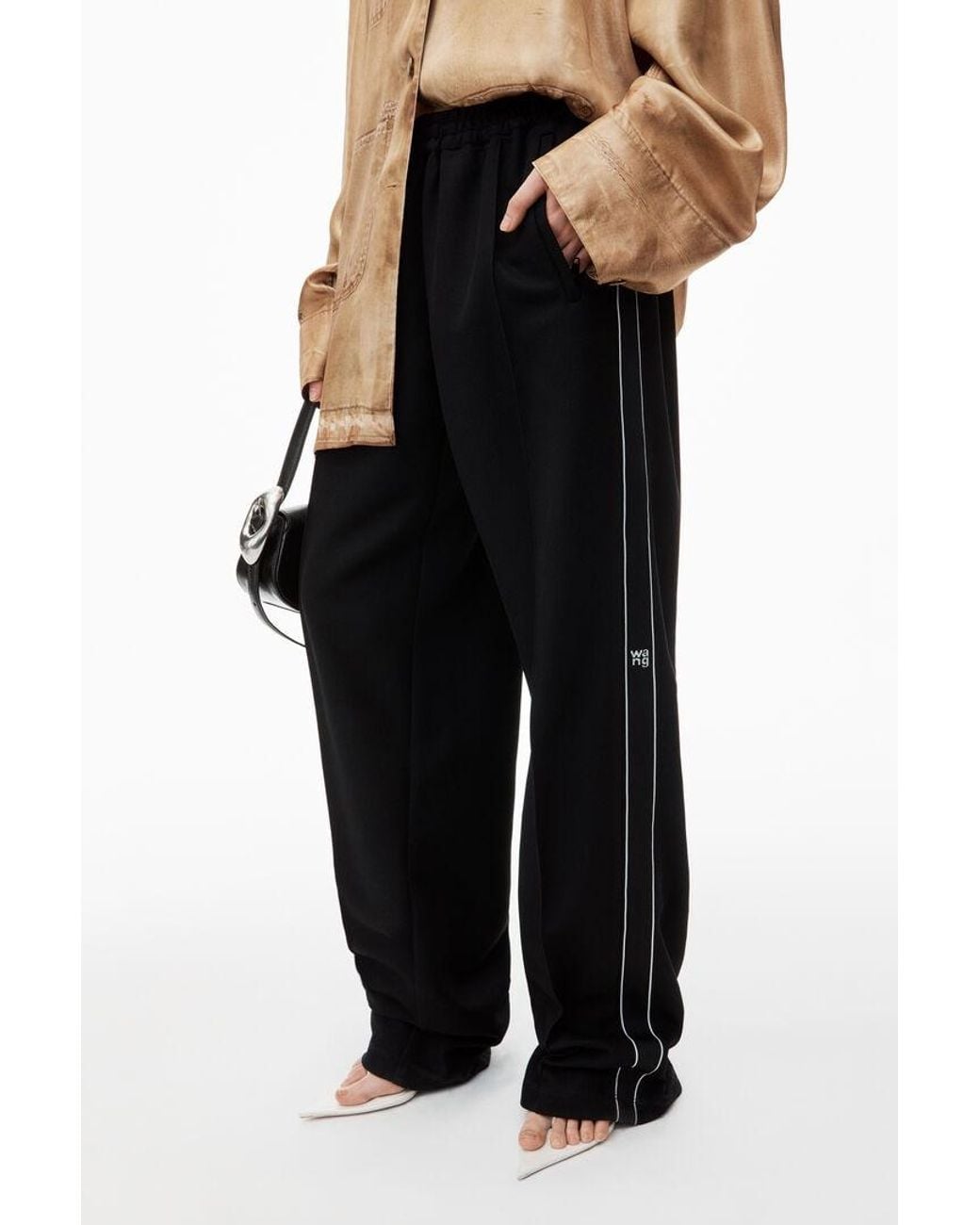 Alexander Wang Black T By Logo Tape Track Pants