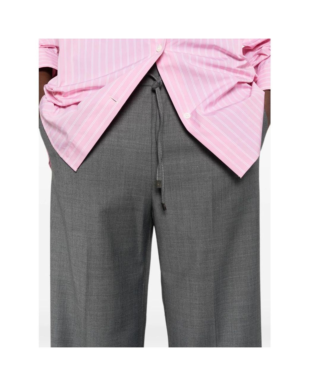 Berwich Gray Elastic-Waist Casual Trousers