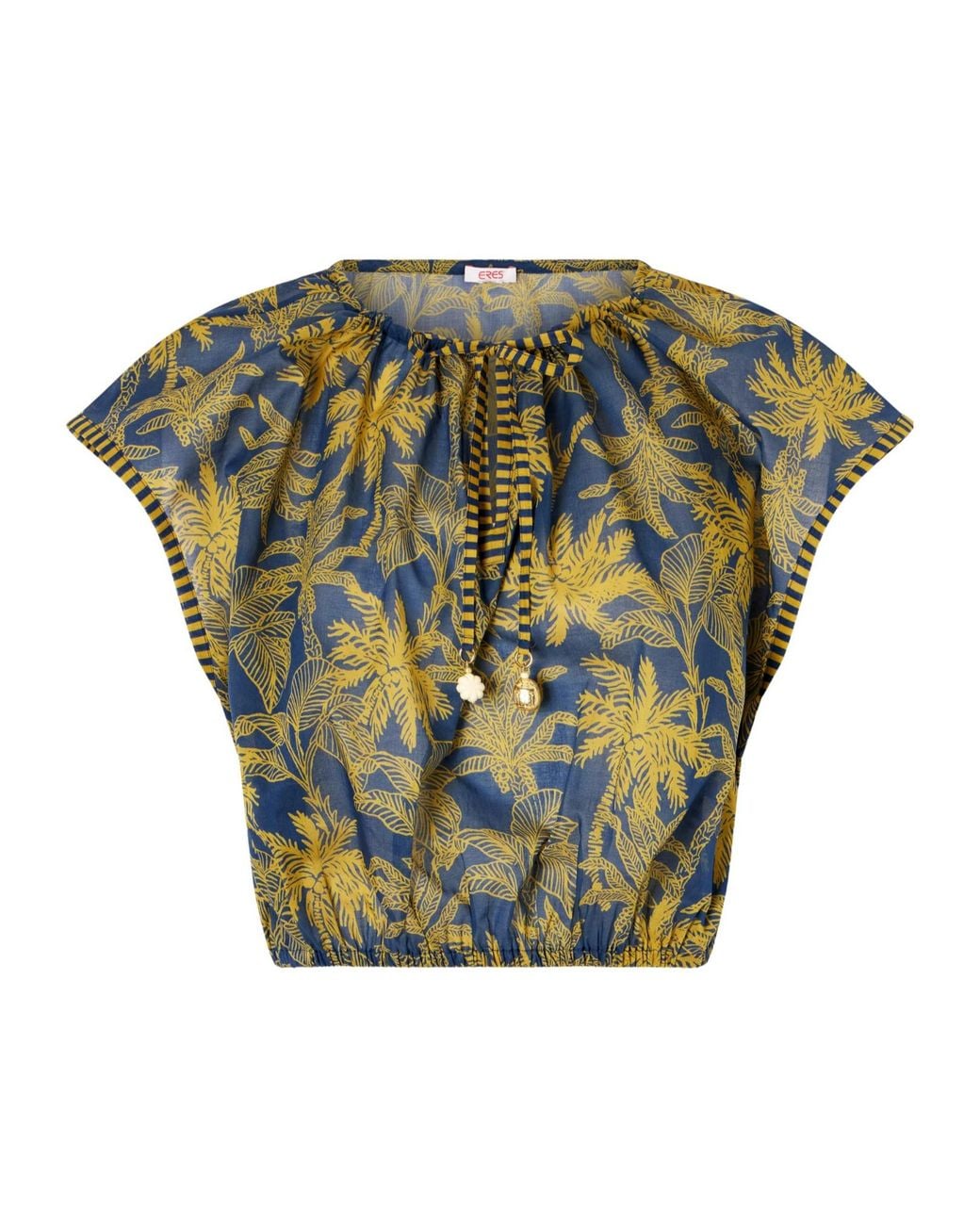Eres Green Crocodile Embellished Printed Cotton-Voile Blouse