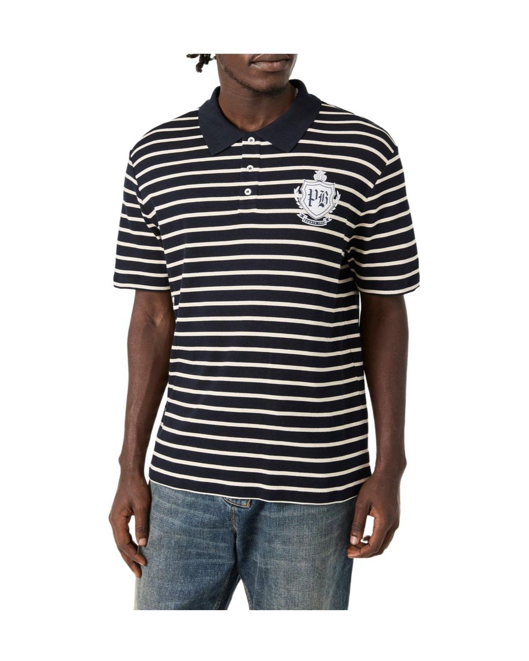 Balmain Black Striped Shortsleeve Polo for men
