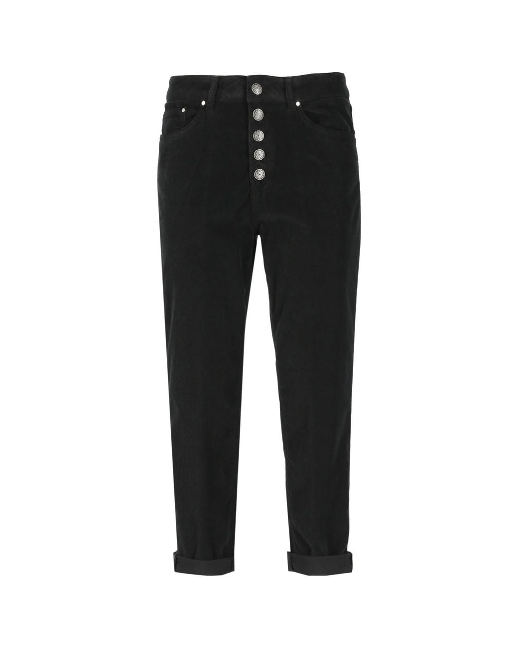 Dondup Black Button-Embellished Corduroy Trousers