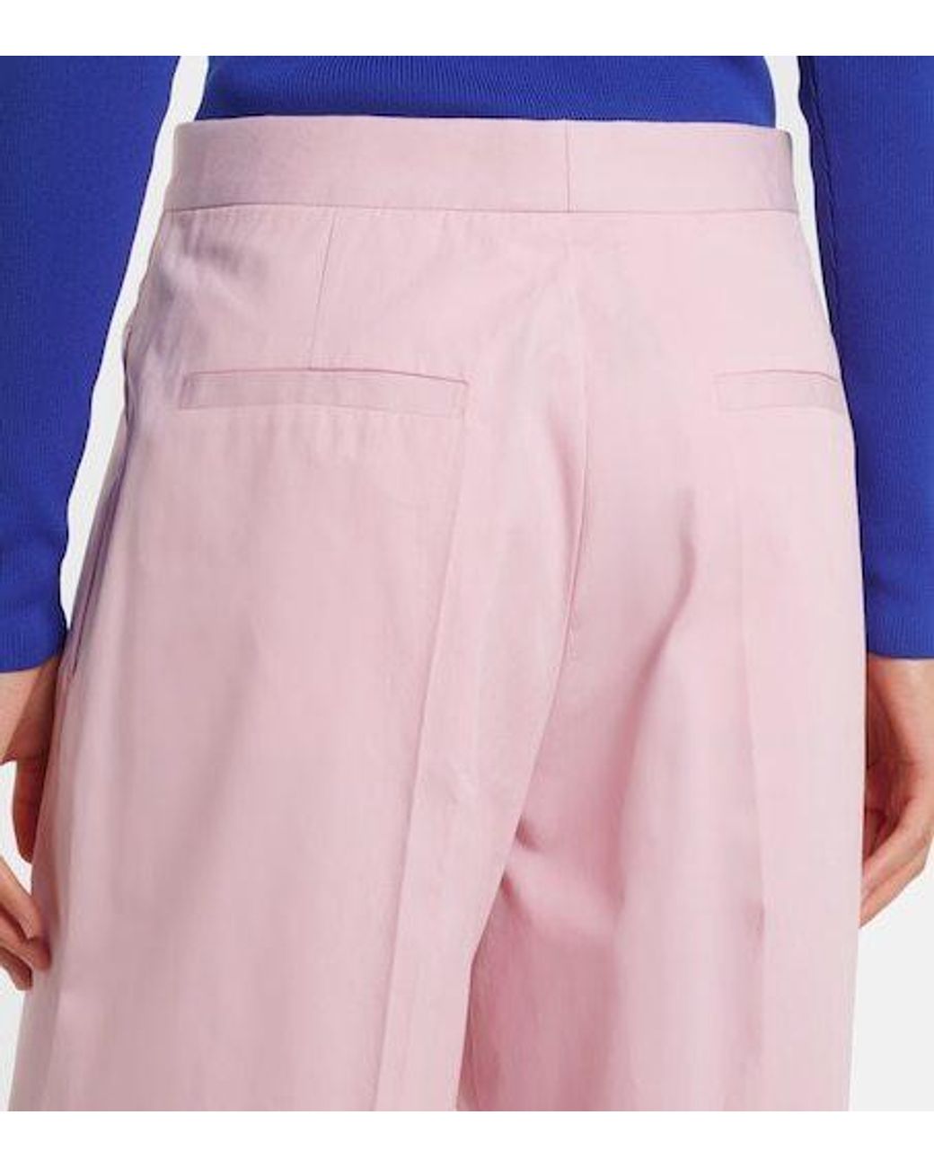 Jil Sander Pink Pleated Cotton Wide-Leg Pants