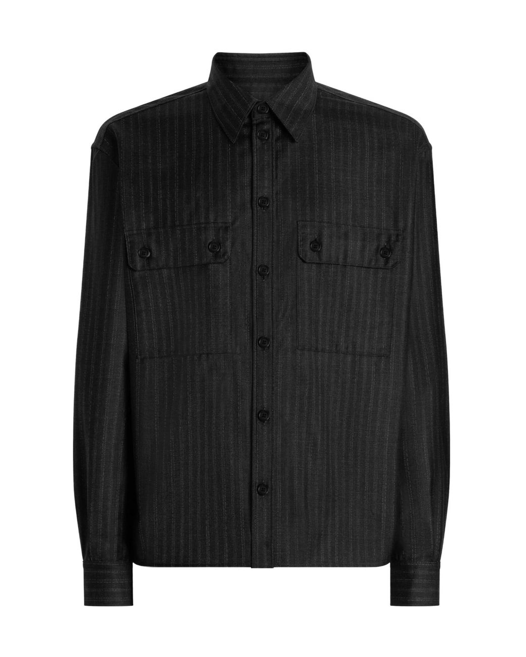 Dolce & Gabbana Black Virgin Wool-Blend Shirt for men