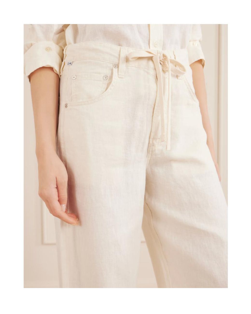 Citizens of Humanity White Brynn Linen Straight-Leg Pants