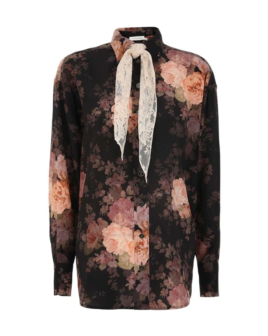 Zimmermann Black Illustration Lace Scarf Shirt