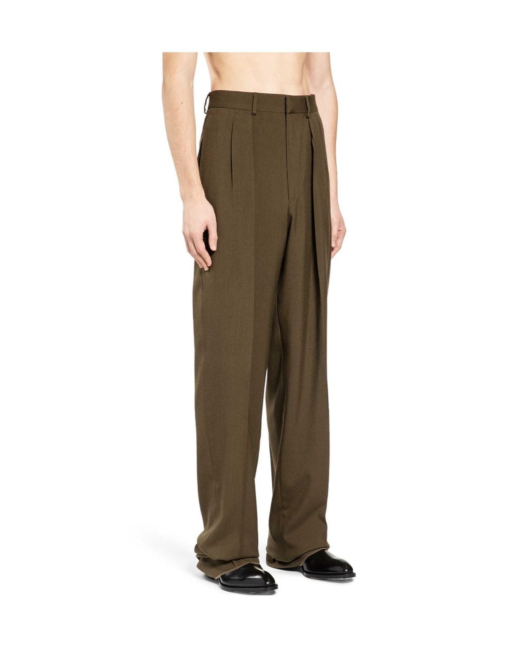 Tom Ford Green Double-Pleat Wool Trousers for men