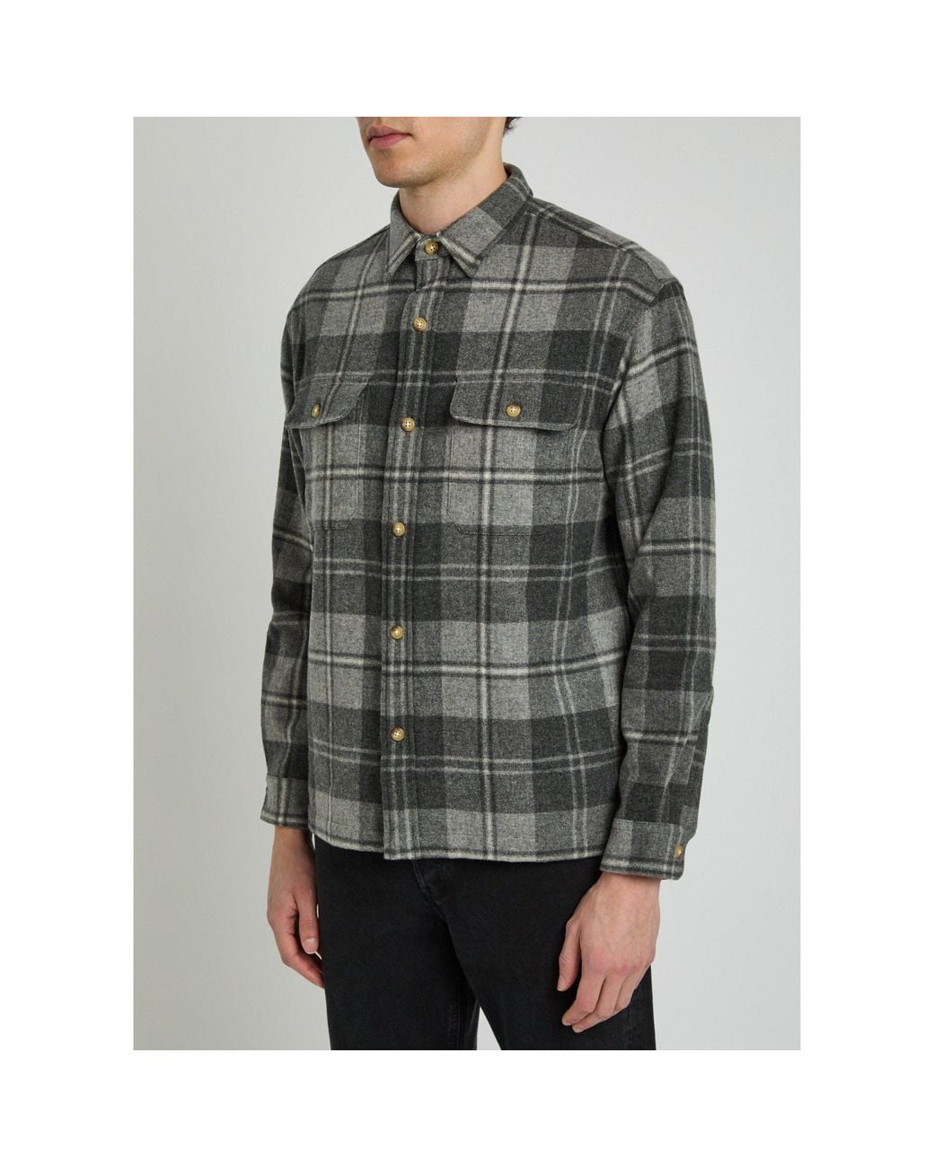 Polo Ralph Lauren Gray Plaid Wool Shirt for men