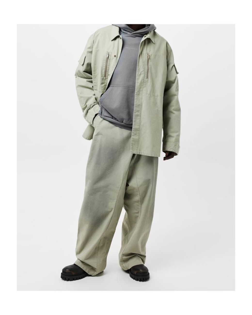 Balenciaga Gray Military Long Sleeve Shirt for men