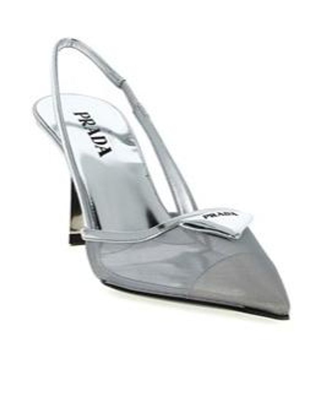 Prada White Mesh-Panelled Slingback Pumps