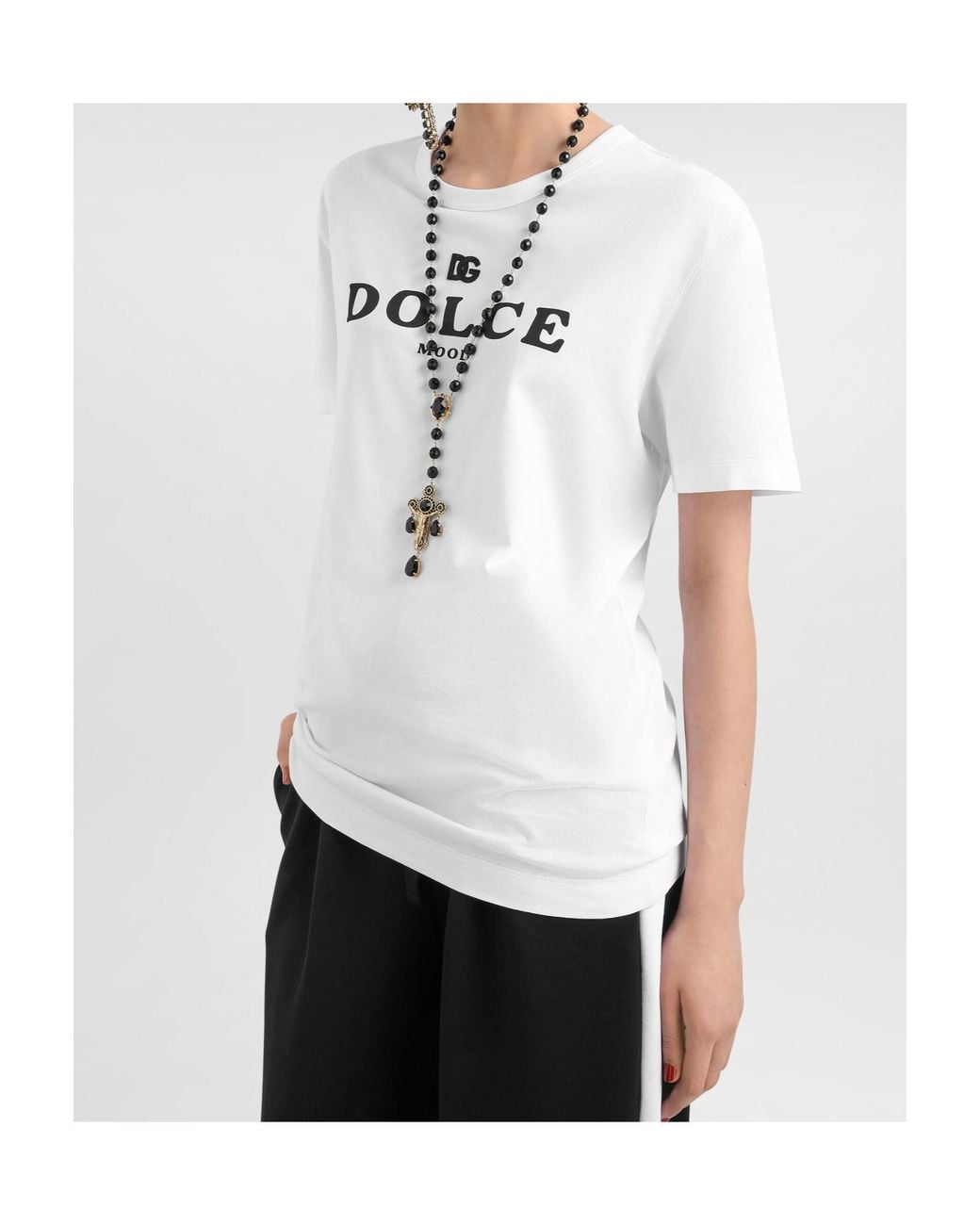 Dolce & Gabbana White Cotton Logo T-Shirt