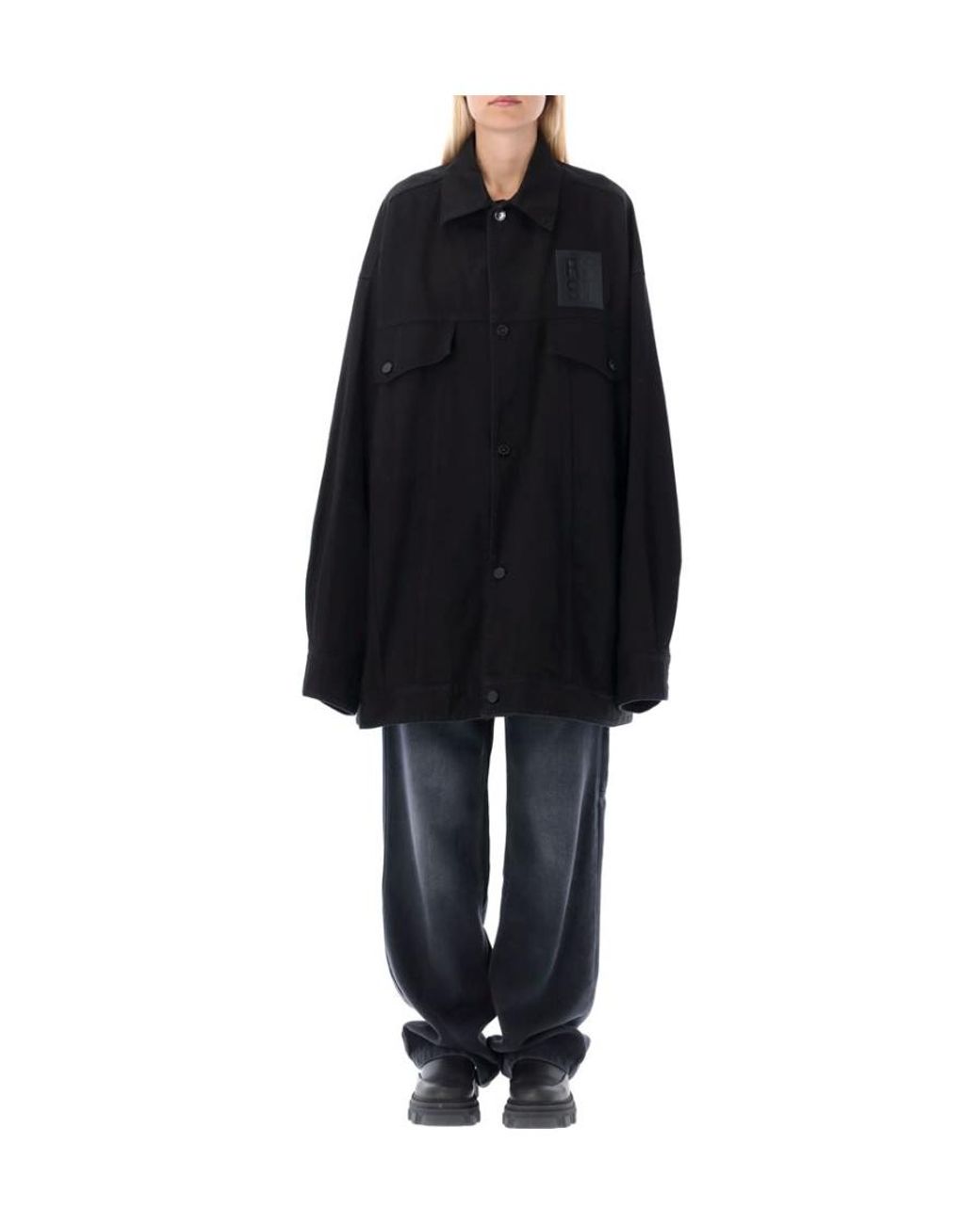 Raf Simons Black Graphic-Print Denim Jacket for men