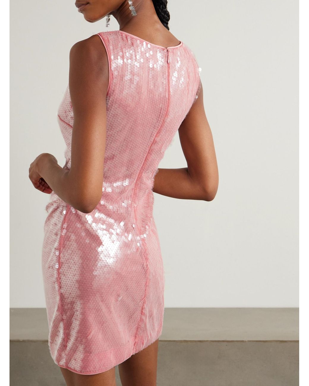 Staud Pink Sequined Mini Dress
