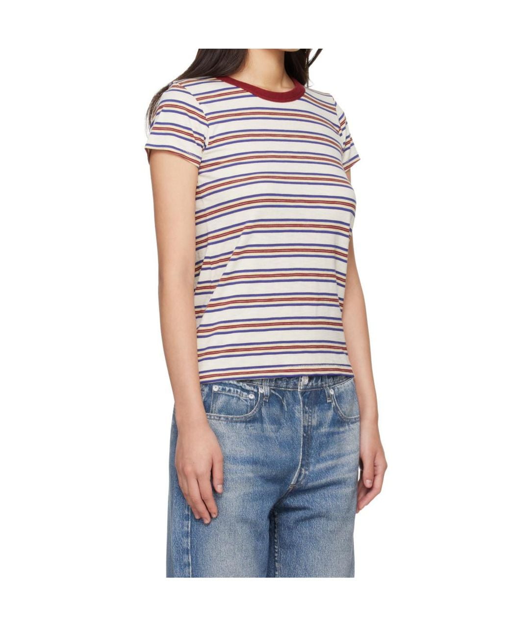 Rag & Bone Blue The Slub Striped T-Shirt