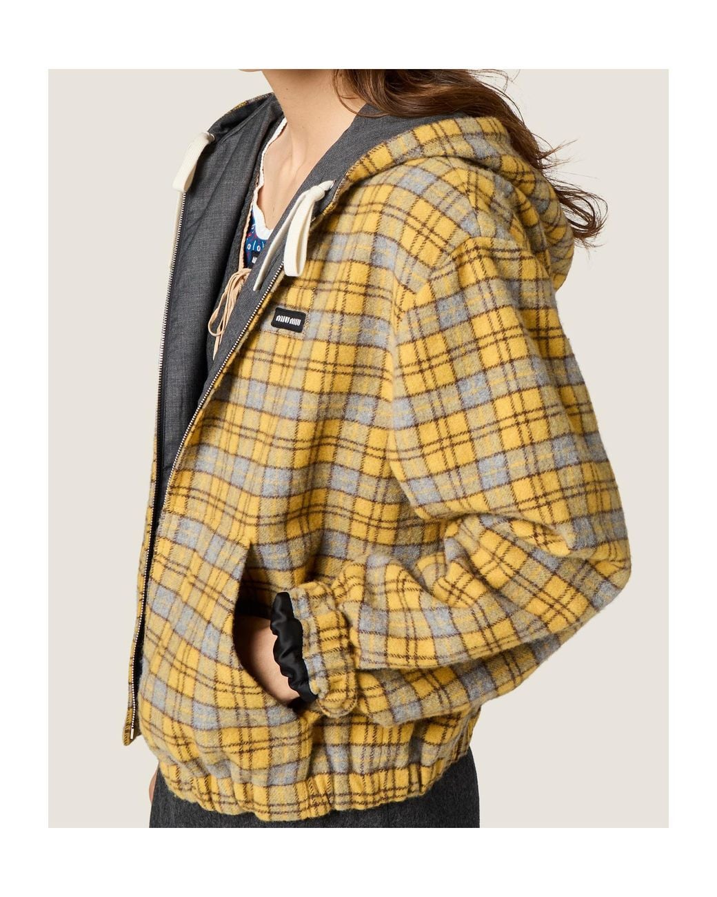 Miu Miu Metallic Plaid Blouson Jacket