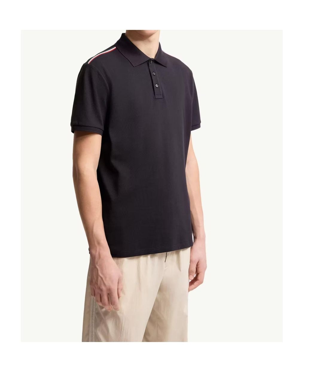 Moncler Black Logo Patch Short-Sleeved Polo Shirt for men