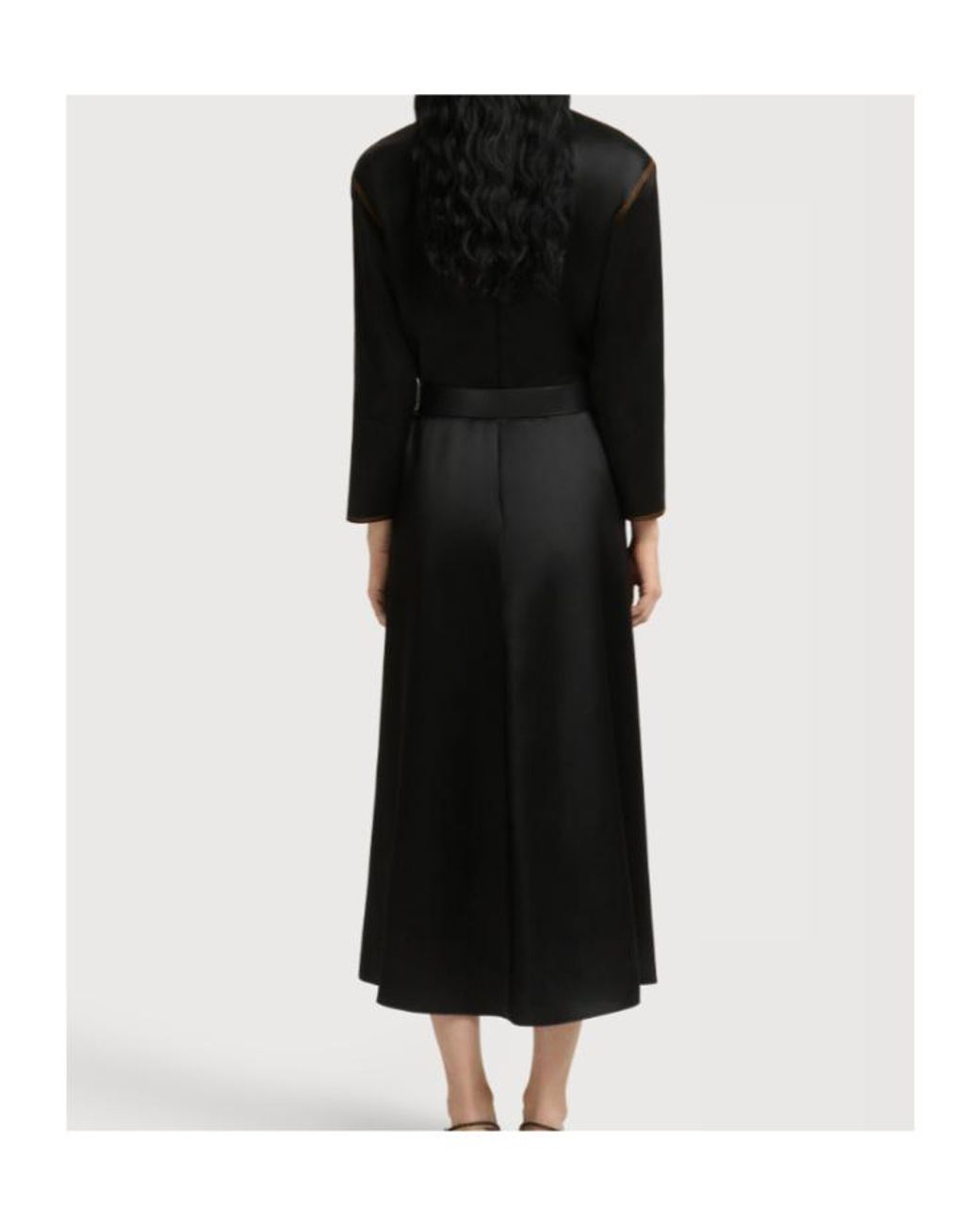 Marni Black Satin Contrast Stitch Long-Sleeved Dress