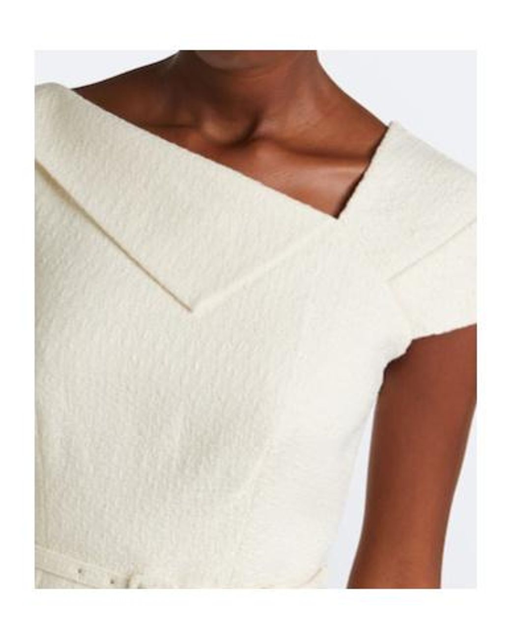 Roland Mouret White Asymmetric Tweed Dress With Tie Detail