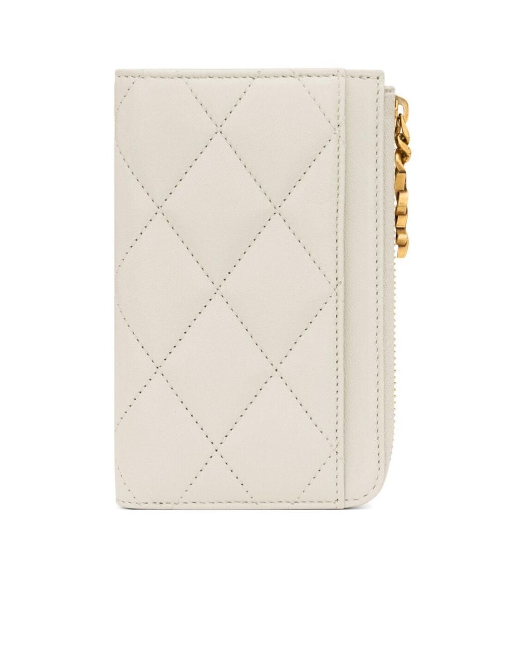 Saint Laurent White Cassandre Bijou Zipper Card Holder