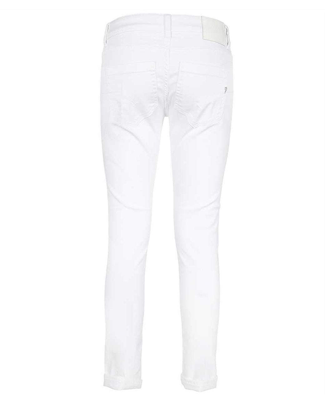 Dondup White Mid-Rise Slim-Fit Jeans