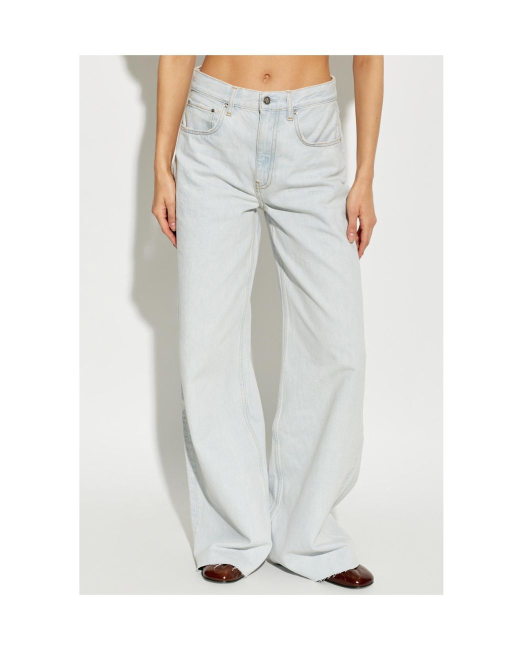 Anine Bing Gray Lewis Frayed Jeans