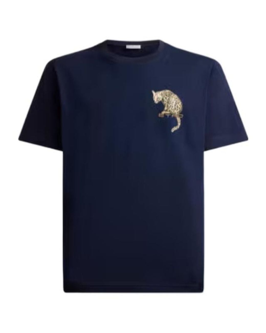 Etro Blue Leopard Printed Crewneck T-Shirt for men