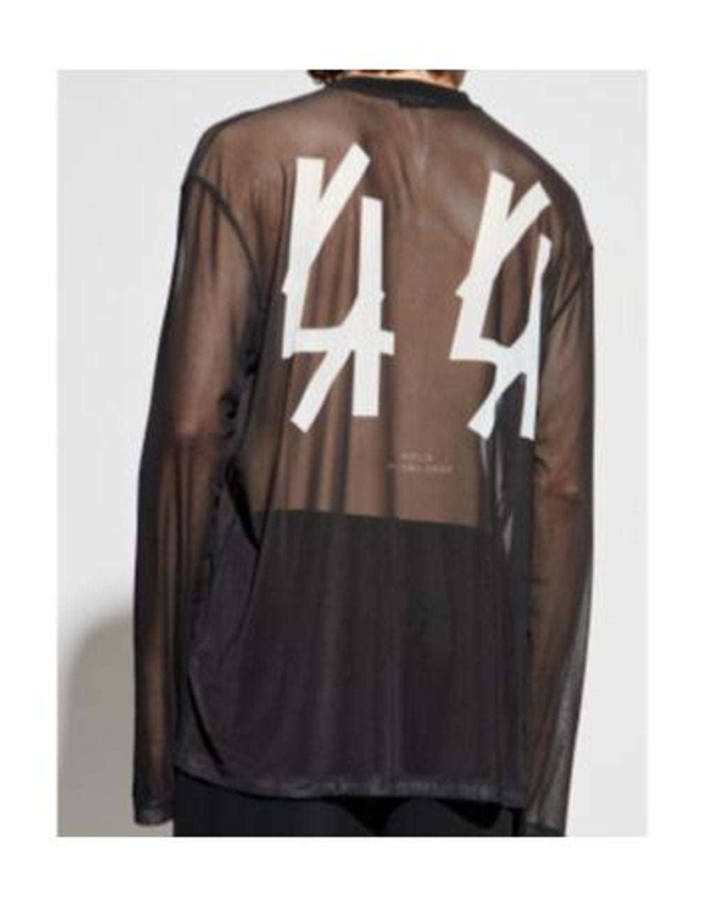 44 Label Group Black Logo Printed Semi-Sheer Long-Sleeved T-Shirt for men