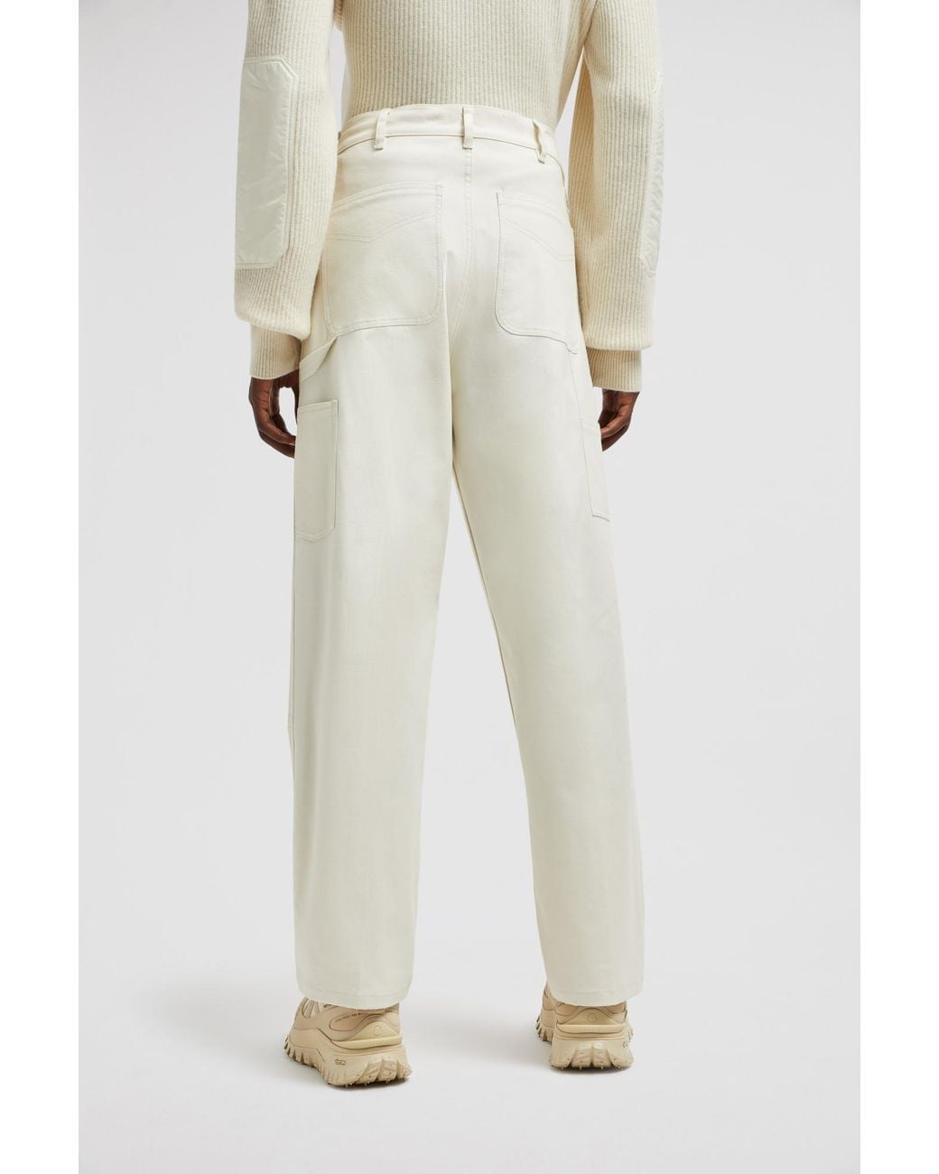 Moncler Gray Logo Patch Straight-Leg Trousers for men