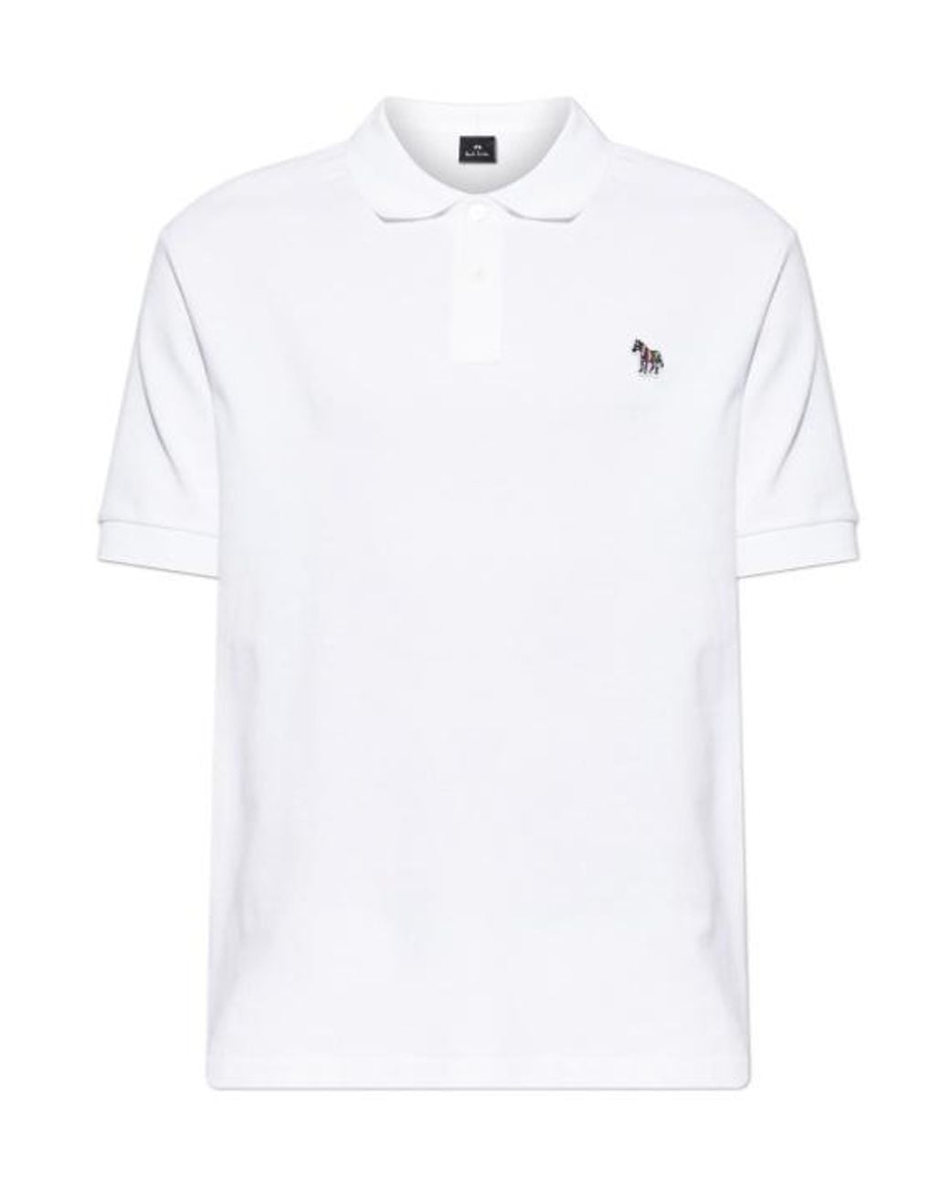 Paul Smith White Ps Paul Smith Zebra-Patch Short Sleeved Polo Shirt for men