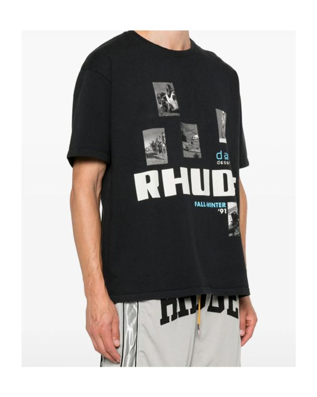 Rhude Black Short Sleeved Logo Printed T-Shirt for men
