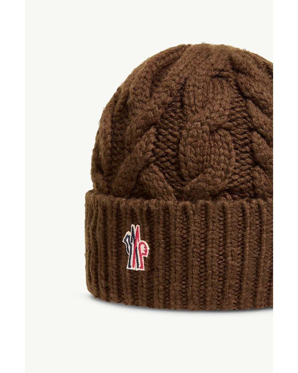 Moncler Brown Grenoble Cable-Knit Beanie Hat