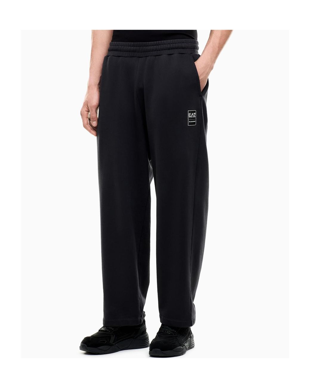 Emporio Armani Blue Logo-Patch Track Pants for men