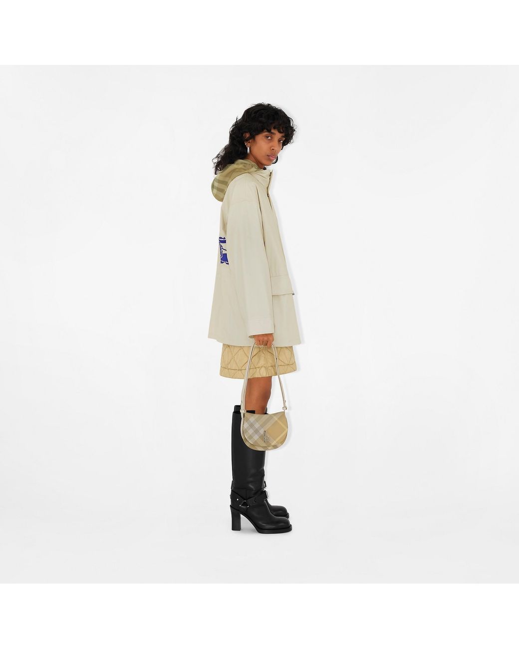 Burberry Natural Ekd Check-Print Hooded Jacket