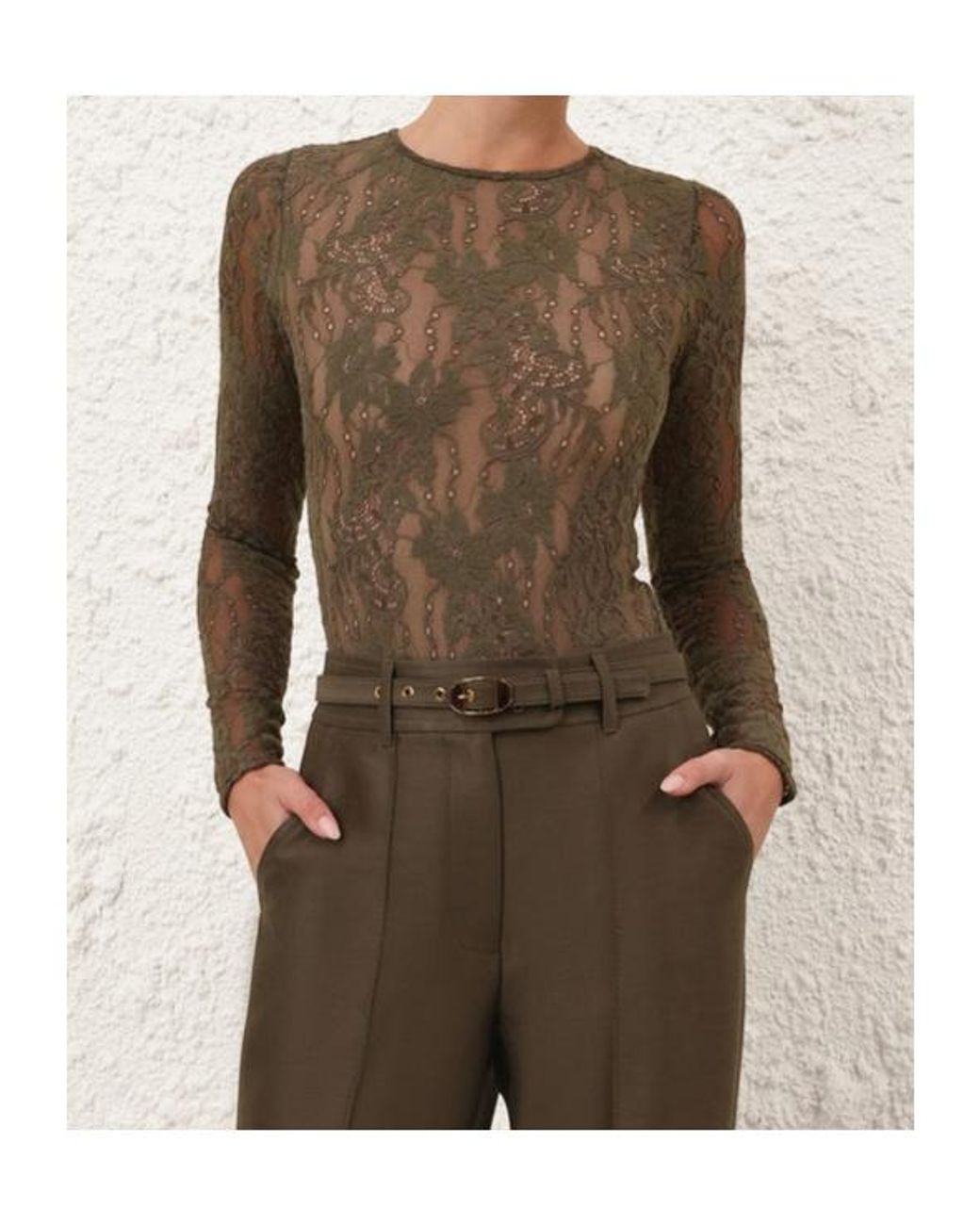 Zimmermann Green Lace Bodysuit