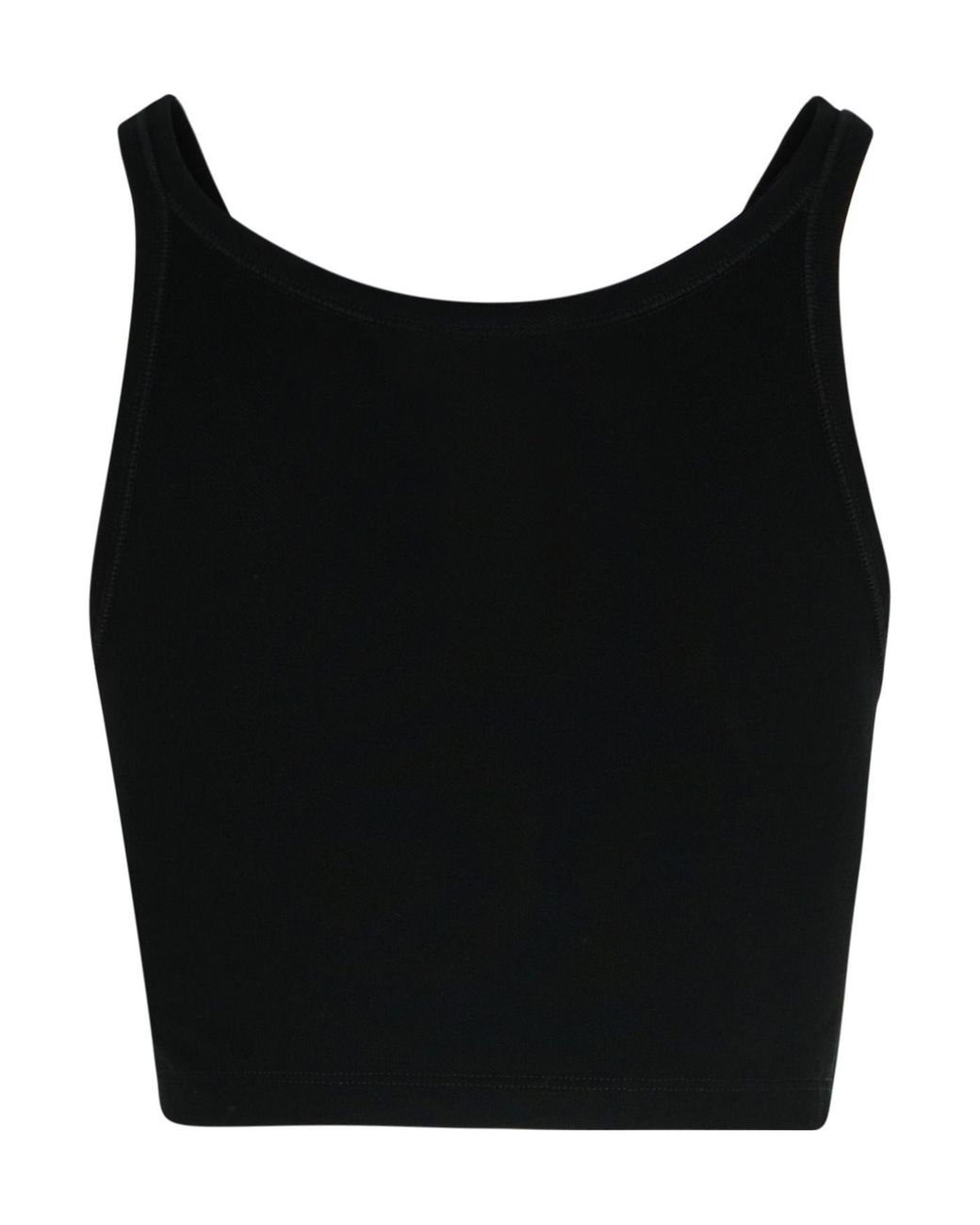 Palm Angels Black Logo Embroidered Cropped Top