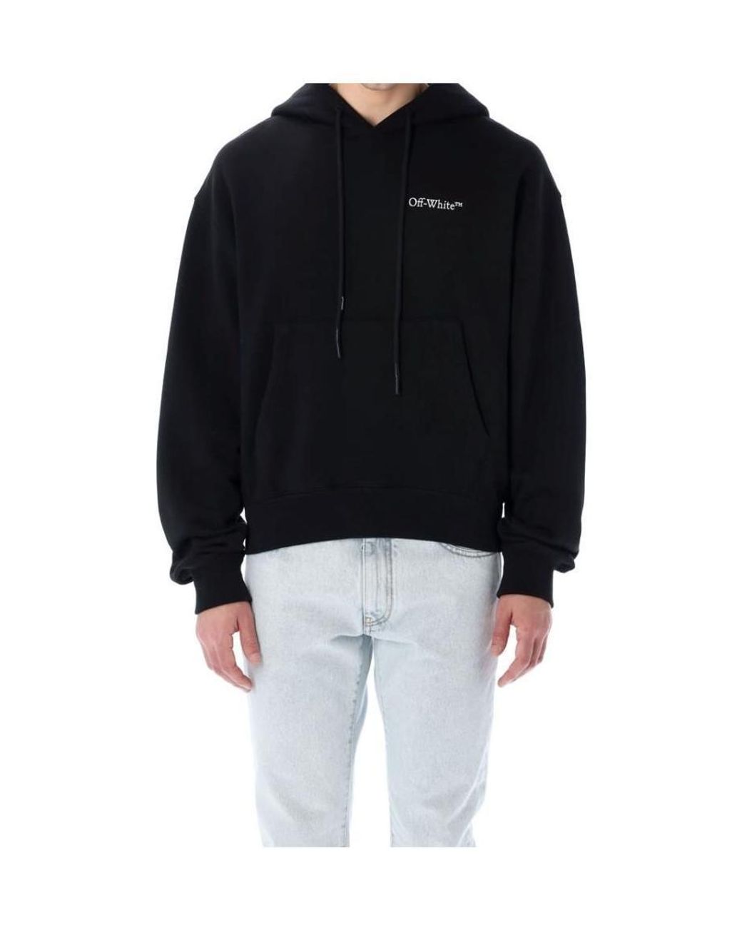Off-White c/o Virgil Abloh Black Logo Printed Drawstring Hoodie for men