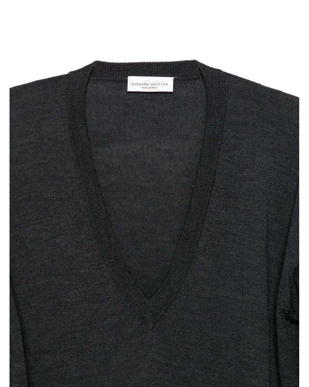 Roberto Collina Black Long-Sleeved Ribbed Sweater