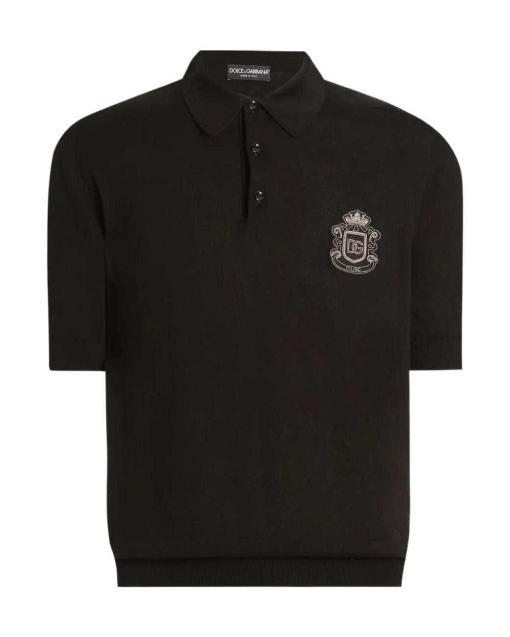 Dolce & Gabbana Black Heraldic Patch Polo Shirt for men