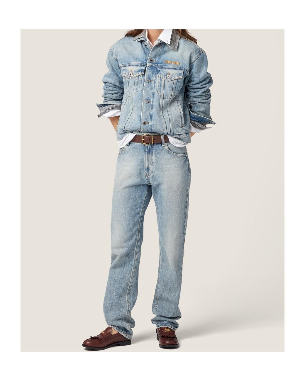 Miu Miu Blue Five-Pocket Washed Denim Jeans