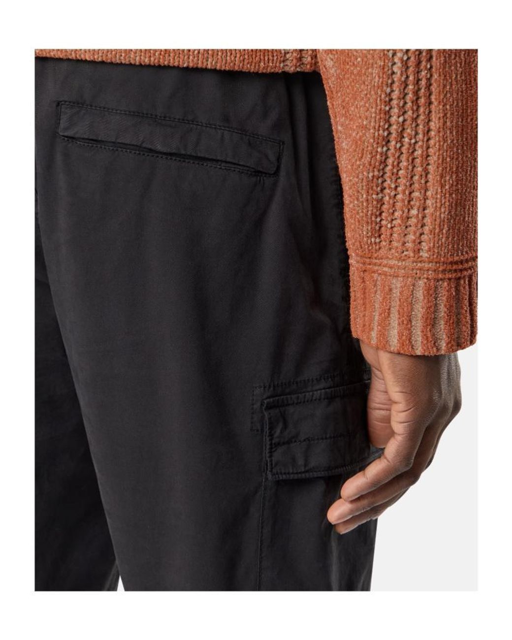 Stone Island Black Regular-Tapered-Fit Cargo Trousers With Drawstring Waistband for men